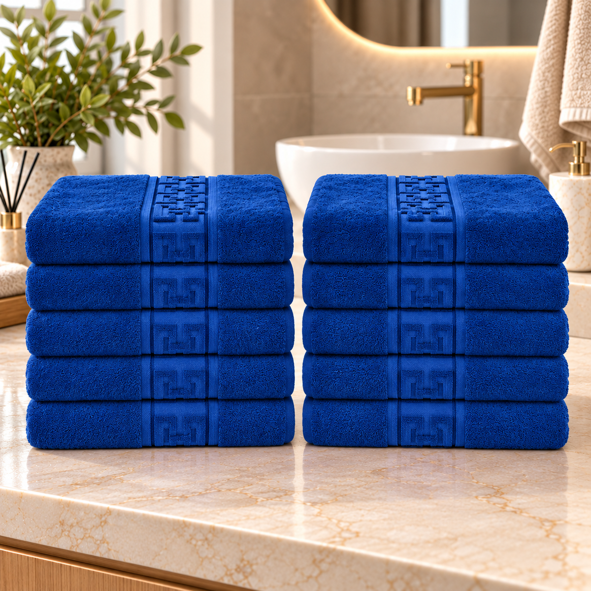 Set 10 Prosoape de Baie Premium, Bumbac 100%, 550 g/m², Model Greek