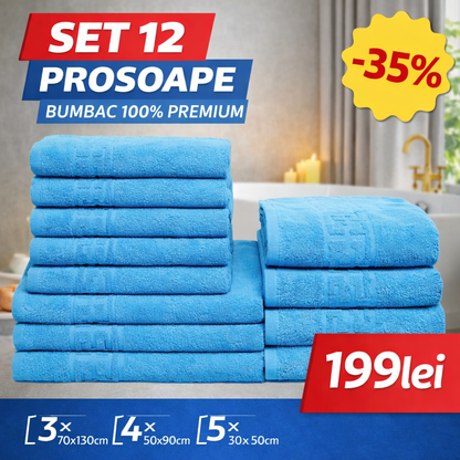 Set 12 Prosoape Premium Bumbac 100% – Moi & Absorbante 🔥