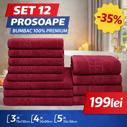 Set 12 Prosoape Premium Bumbac 100% – Moi & Absorbante 🔥