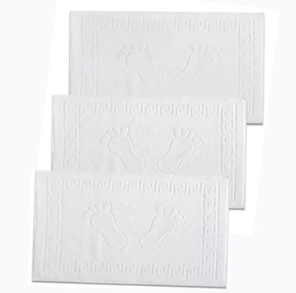 Set 3 Covorașe Baie din Bumbac Pakistanez 100%, Absorbante, Moi și Antiderapante, Alb