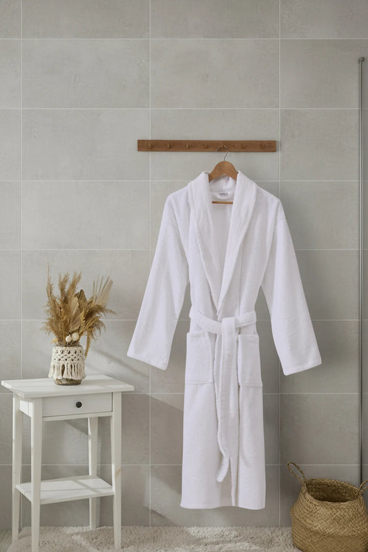 Halat de Baie Premium, Bumbac 100%, Alb