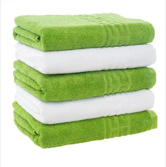Set 5 Prosoape Baie, Bumbac 100% - Verde / Alb