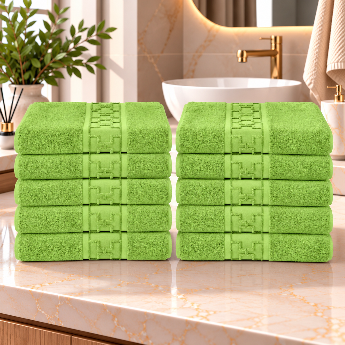 Set 10 Prosoape de Baie Premium, Bumbac 100%, 550 g/m², Model Greek